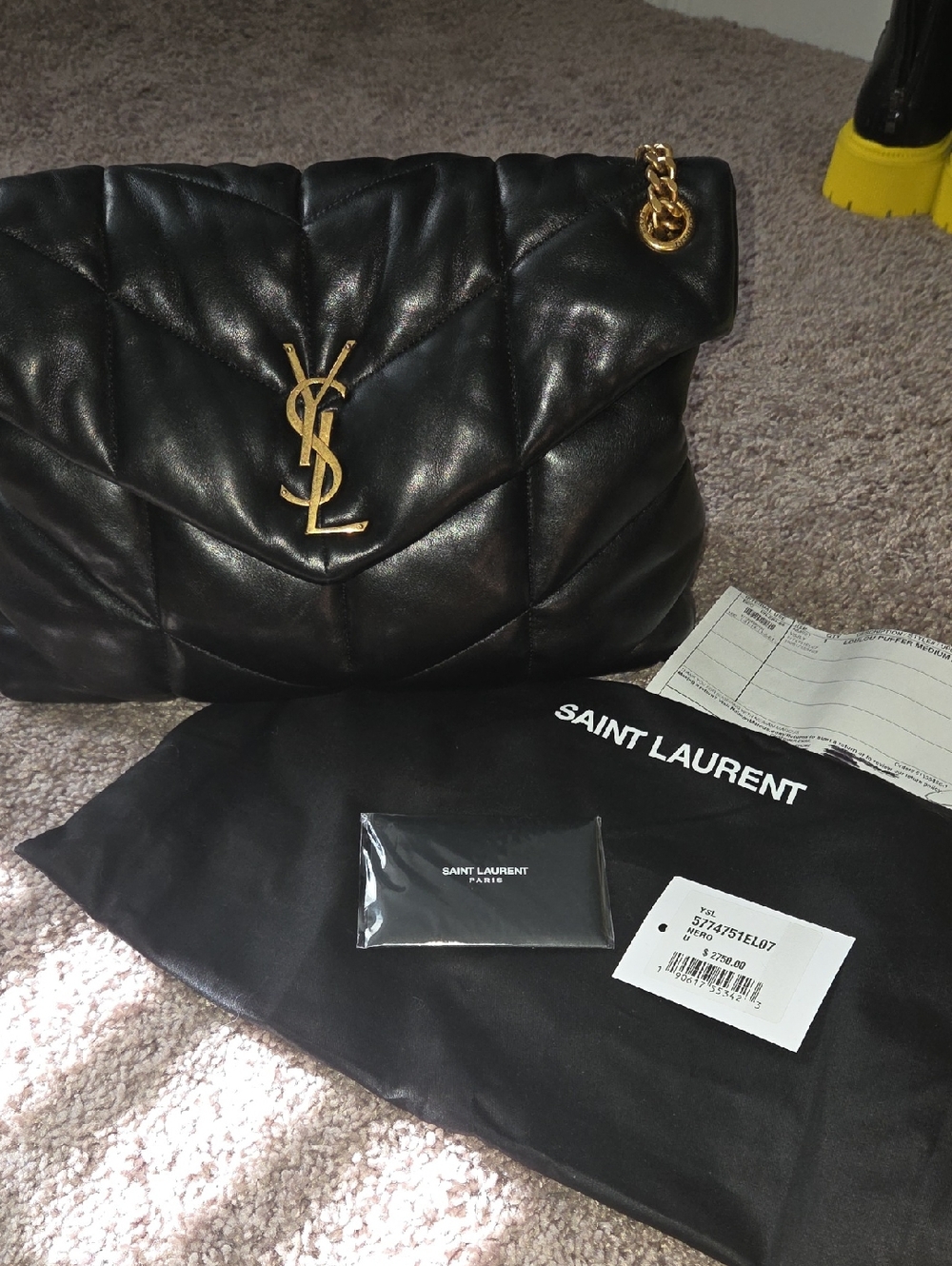 AUTHENTIC Yves Saint Laurent Lou Lou Puffer Medium Flap Bag